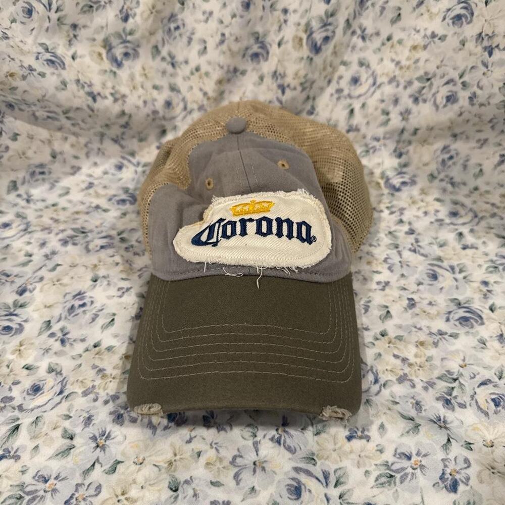 Corona distressed trucker hat add